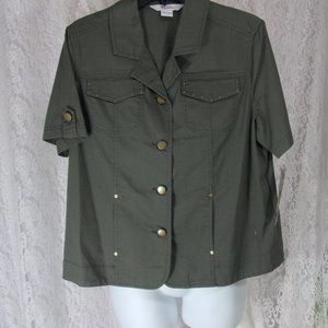 Tanjay Grayish Olive Green Jacket Size 12 NWT